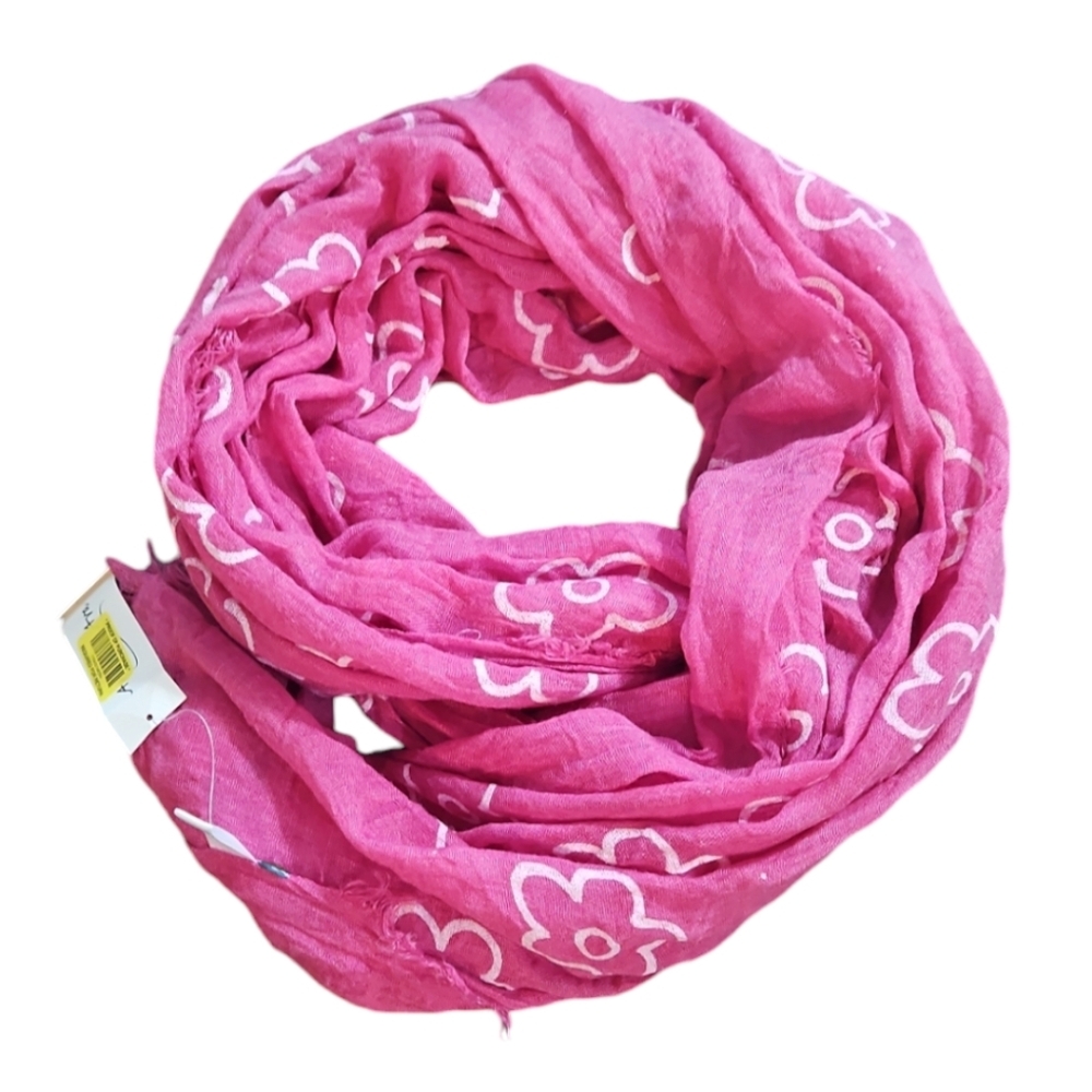 Anna & Ave Pink Floral print Rectangular thin Scarf